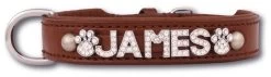 Hondenhalsband Met Naam Medium Brown